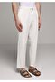 Regular Fit Mid Waist Straight Leg Men's White Trousers - 4