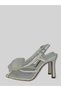 Sorın Women's Transparent Tulle Geometric Floral Buckle Pointed Toe Open Front Leather Detailed Thin High Heeled Shoes 10 cm - 2