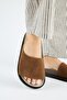 Lizette Women's Genuine Leather Single Strap Tan Slippers