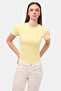 Women's Light Yellow S6-108 Crew Neck 100% Organic Cotton Stretch Fabric T-Shirt - 4