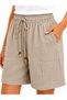 100% Cotton Muslin Shorts Women's Summer Comfortable Fit Elastic Pocket Detail City Size - 5