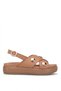 D26Ys-2220 Women's Genuine Leather Flat Sandals Brown