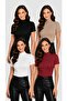 Women's 4-Piece Half Turtleneck Badi Short Sleeve Lycra Basic Bodysuit
