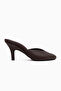 Elsy Genuine Leather Brown Closed-Front Heeled Women's Slippers - 3