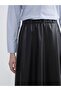 Elastic Waist Leather Look Flared Skirt - 3