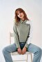 Women's Custom Designed Collar, Buttoned Sleeve, Two-Tone Crop Blouse, Short Shirt - 5