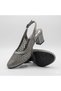 (Park Moda) Women's Closed Toe Low Heeled Shoes with Drop Stone Detail Platinum - 5