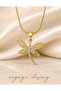 Stainless Steel Zircon Stone Gold Color Dragonfly Necklace
