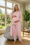 New Season Powder Long Flax Linen Dressing Gown Special Design 100% Cotton Maternity Dressing Gown, Pajama Set 3-Piece Set