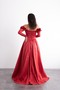 Strapless, Long Sleeves, Shoulder Accessories, Long, Elegant Taffeta Evening Gown - 2