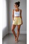 Women's Yellow Shorts Modal Fabric Soft Textured Stretchy Lycra Lace-Up Double Pocket Shorts - 2