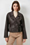 Women's Classic Collar Belted Double Button Brown Jacket