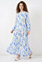 Women's Authentic Patterned Viscose Ice Blue Hijab Dress