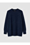 Two Mt Shop Quality Lcw Modest Navy Blue Knitwear Plain Oversize Women's Tunic - 6