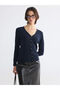 Alita City Lcw Everyday Navy Blue Knitwear Plain Women's Cardigan