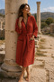 Muslin Women's Dressing Gown - Bathrobe - with Oyster Stitching Detail - 3