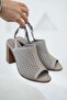 Moon Women's Genuine Leather Heeled Shoes Silver - 4
