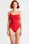 Women's Swimsuit Square Neck Sleeveless Draped Hipster Capless Without Underwire Knitted Raschel Woven Regular Cut - 4