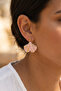 Gold Pink Enamel Leaf Premium Steel Earrings - 3