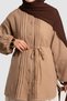Ribbed Detailed Muslin Shirt Mink - 3