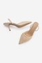 Women's Stiletto Sequined Beaded Embroidered Mesh Elastic Classic Heeled Shoes Torliza Beige Satin - 6
