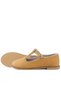 Rakerplus 100% Leather Tan Ruffle Buckle Girls' T-Bar Ballerina Shoes - 5