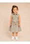 Belt Detailed Marine Striped Shirt Collar Girls' Dress