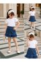 Girl's Tulle Sleeves Combed Cotton Top and Denim Skirt Set - Age 3/12 - 31734 - 6