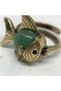 Bronze Vintage Women's Ring Authentic Copper Jewelry Green Aventurine Natural Stone Fish Model Adjustable - 5
