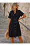 Women's Buttoned Short Sleeve Summer Aerobin Dress - 3