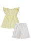 Ruffled Floral Embroidered Set for 2-5 Years - Yellow - 3