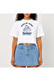 Crop T-Shirt White Printed Relaxed Fit Raw Cut Basic Short Tshirt