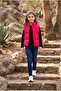 Girl's Stand Collar Pocket Detailed Loose Fit Zippered Sleeveless Puffy Vest