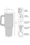 40oz Insulated Stainless Steel Tumbler with Handle Straw & Lid Travel Mug Pink Cup - 2