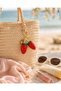 Strawberry Keychain – Red Bag Charm with Gold Detail 🍓 ✨ ❤️ - 4