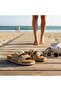 26Y217-9 Women's Jute Decorated Cork Sole Double Strap Stone Premium Slippers - 6
