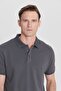 Non-Curling Pique Polo Collar Men's Anthracite T-Shirt - 5
