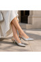 Genuine Leather 4 cm Heeled Pointed Toe Women's Shoes with Adjustable Back Strap Casual and Classic - 3