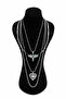 Steel Phoenix and Sparkling Heart Figured 4-Piece Combination Necklace Set Silver Color