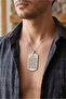 Double Sided Stainless Unisex Steel Necklace with Evil Eye and Ayetel Kürsi Prayer Tag Eck64 - 5