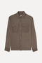 Men's Brown Comfort Fit Double Pocket Long Sleeve Shirt - 5