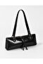Women's Baguette Shoulder Bag with Shiny Leather Look, Zipper and Gold Accessories, Mini Hand and Shoulder Bag