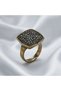 Bronze Vintage Women's Ring Authentic Copper Jewelry Margazite Worked Square Model Adjustable - 4