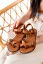 205-091 Tan Orthopedic Genuine Leather Women's Sandals