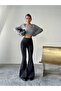 Trendy High Waisted Lycra Stretch Wide Leg Spanish Flare Denim Jeans Leggings - 2