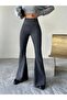 Trendy High Waisted Lycra Stretch Wide Leg Spanish Flare Denim Jeans Leggings - 8
