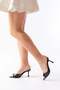 716 Black Patent Leather Pointed Toe Heeled Women's Slippers - 2