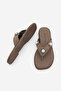 Women's Flip-Flops with Thick Straps and Ethnic Buckle, Casual Slippers, Vontis Mink Suede - 8