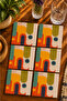Abstract - Bohemian - Geometric Themed Modern Set of 6 Coasters - Uv Printing Mdf - 10X10 cm