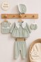 Cotton 5-Piece Seasonal Scalloped Waffle Fabric Newborn Baby Girl Hospital Discharge Bodysuit Set - 2